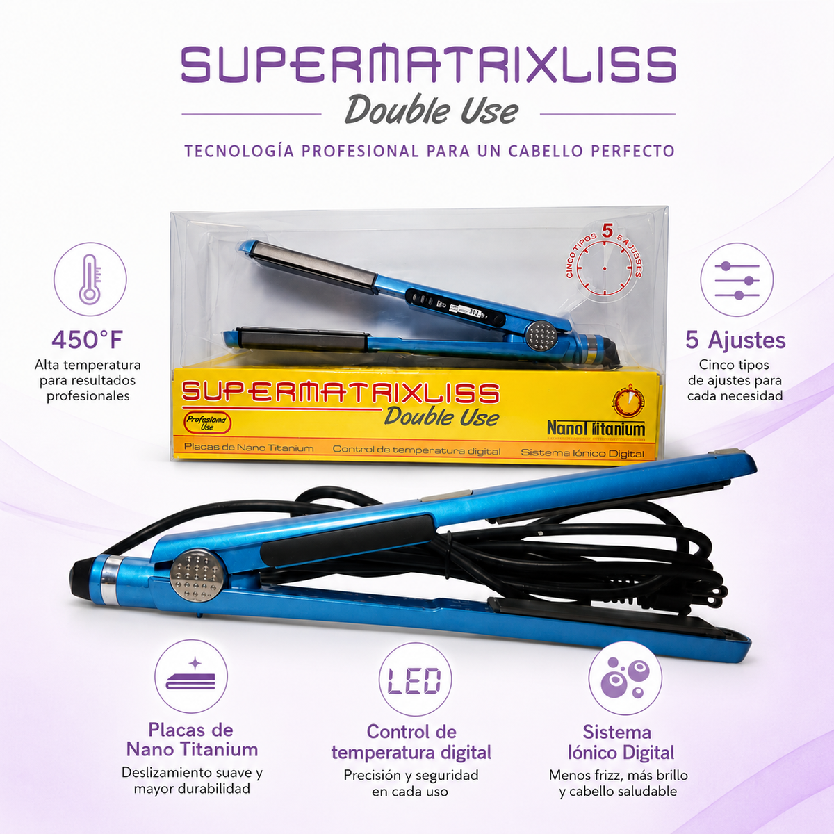 Beauty Style Super Matrix Liss Plancha Doble Uso 1” 0904070