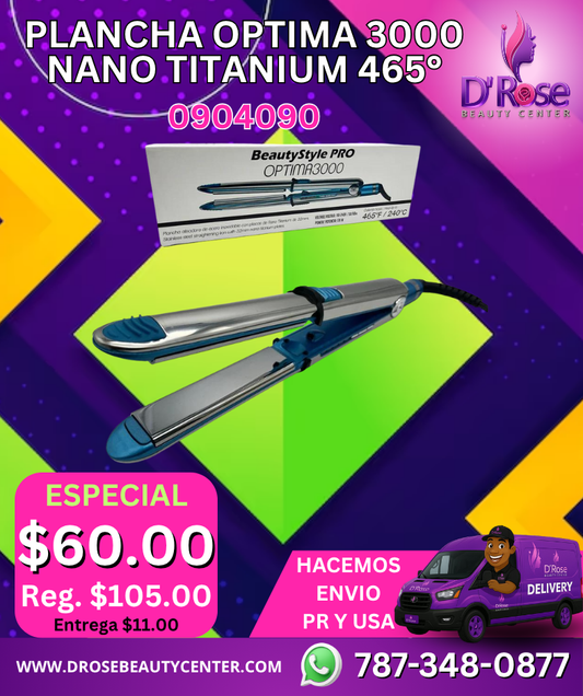 💙 PLANCHA BEAUTY STYLE OPTIMA 3000 NANO TITANIUM 465°F – 0904090