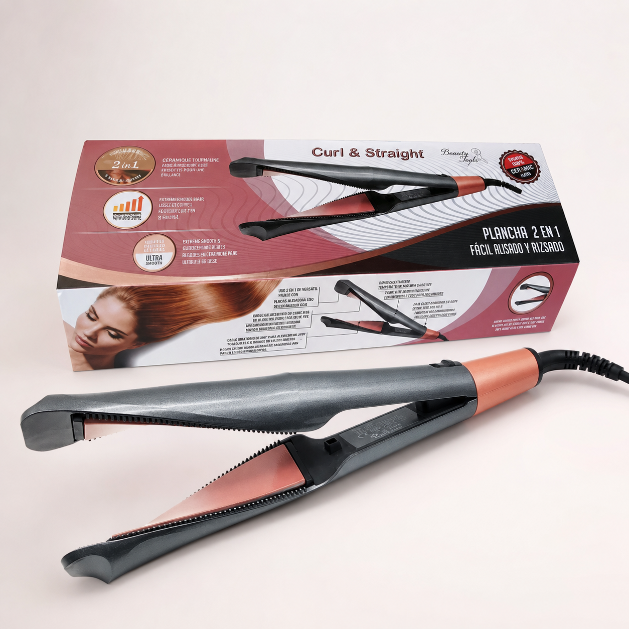 Beauty Style Curl & Straight Plancha 2 en 1 hasta 450 °F 0904100