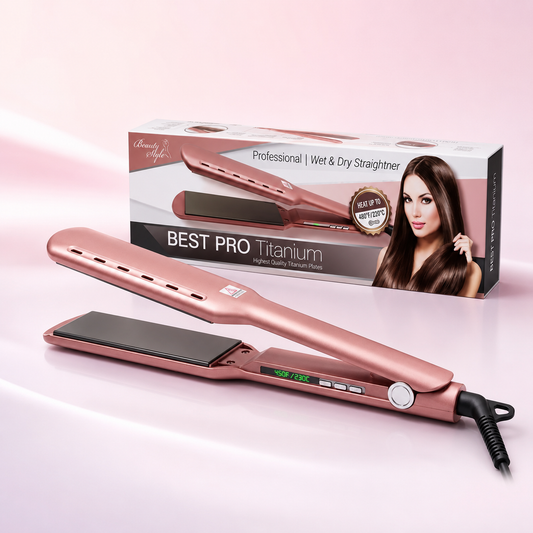 Beauty Style Best Pro Titanium Plancha Profesional Wet & Dry 2” Rose Gold 450°F – 0904110