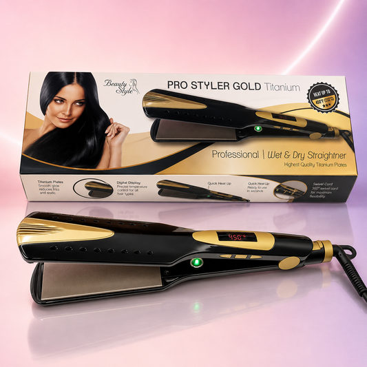 Beauty Style Plancha Pro Styler Gold Titanium Wet & Dry 2” 450°F 0904120