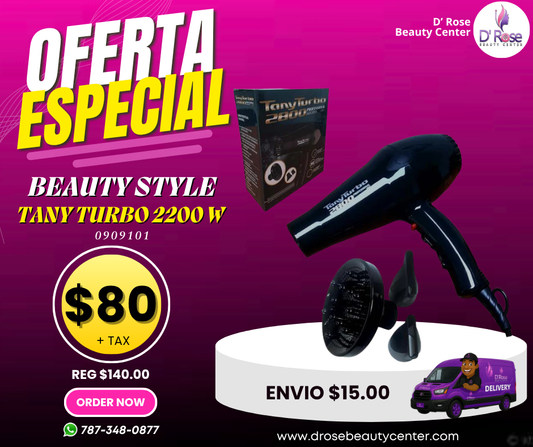 💨 SECADOR PROFESIONAL BEAUTY STYLE TANY TURBO 2200W – MODELO 0909101