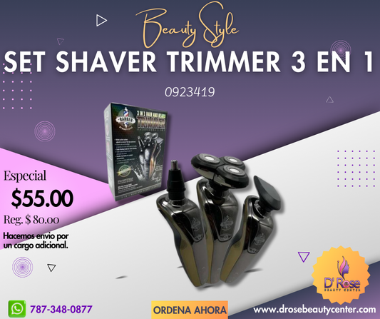 Beauty Style Barber Set Shaver Trimmer 3 en 1 0923419