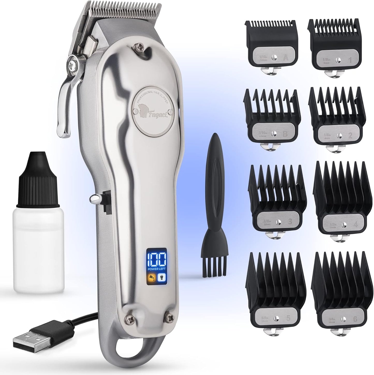 Barber by Beauty Style Super Magic Clip Clipper Silver 0923421 – Máquina Cortadora Profesional Inalámbrica
