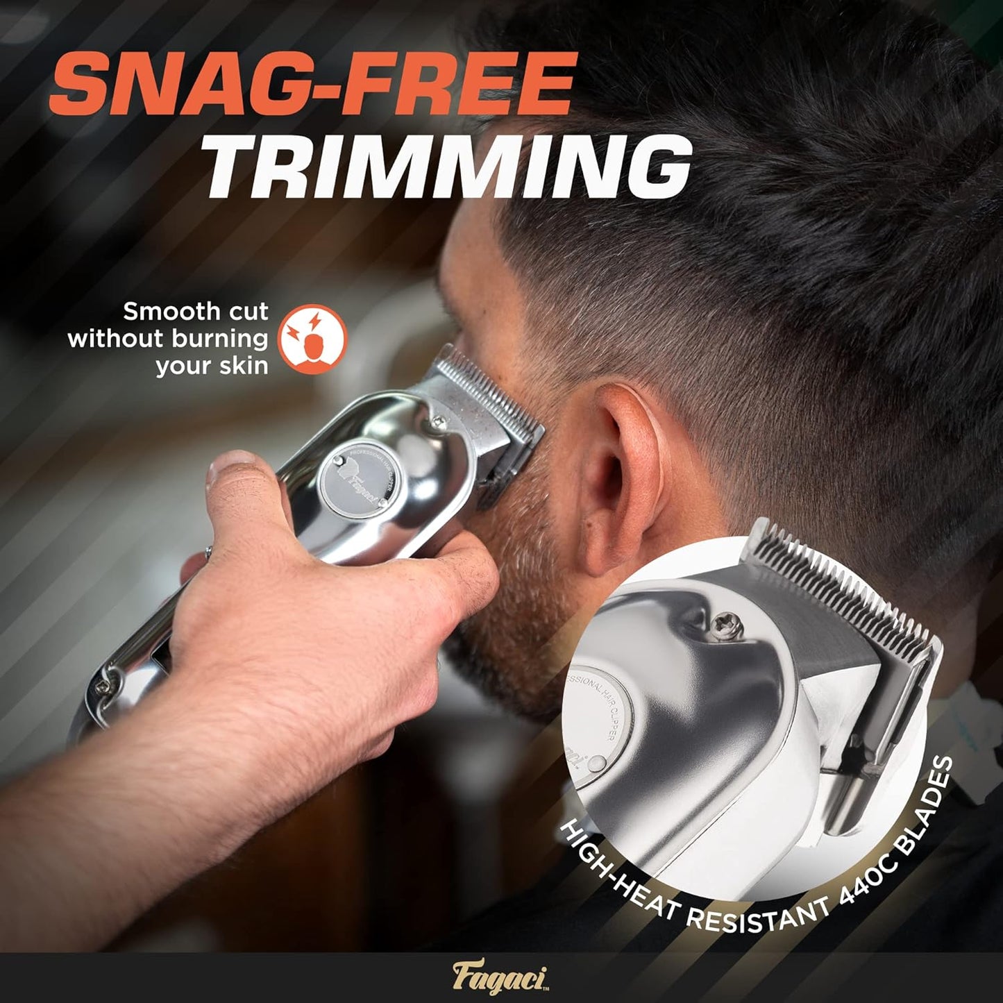 Barber by Beauty Style Super Magic Clip Clipper Silver 0923421 – Máquina Cortadora Profesional Inalámbrica