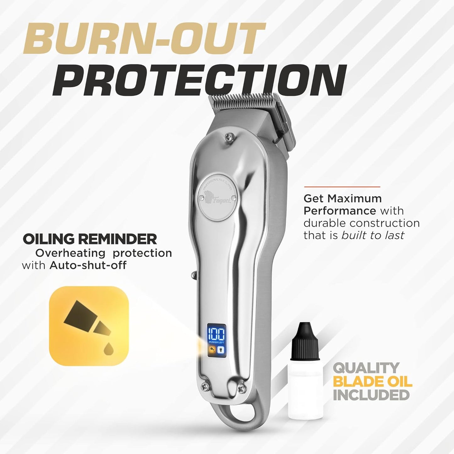 Barber by Beauty Style Super Magic Clip Clipper Silver 0923421 – Máquina Cortadora Profesional Inalámbrica