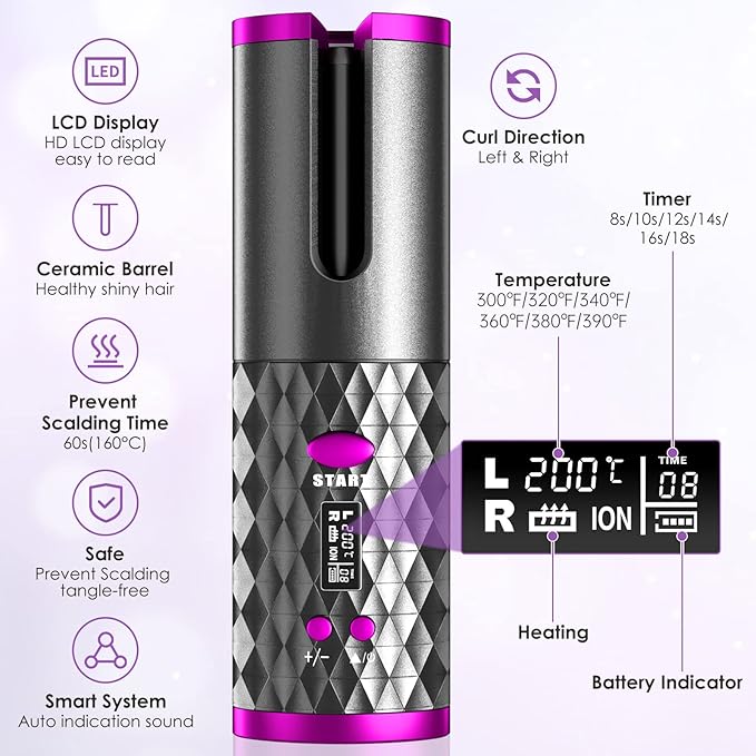 🔥✨ BEAUTY STYLE – RIZADOR ELÉCTRICO INALÁMBRICO 0925123 ✨🔥