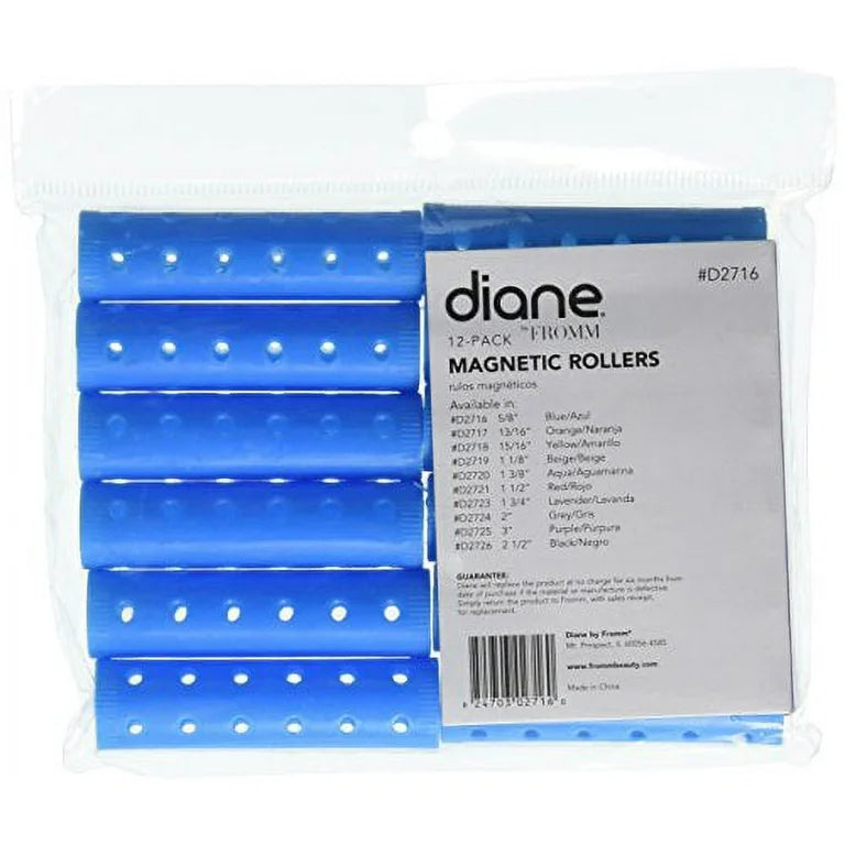 DIANE 12-Pack Magnetic Rollers 5/8” Blue D2716 – Rulos Magnéticos para Volumen y Rizos