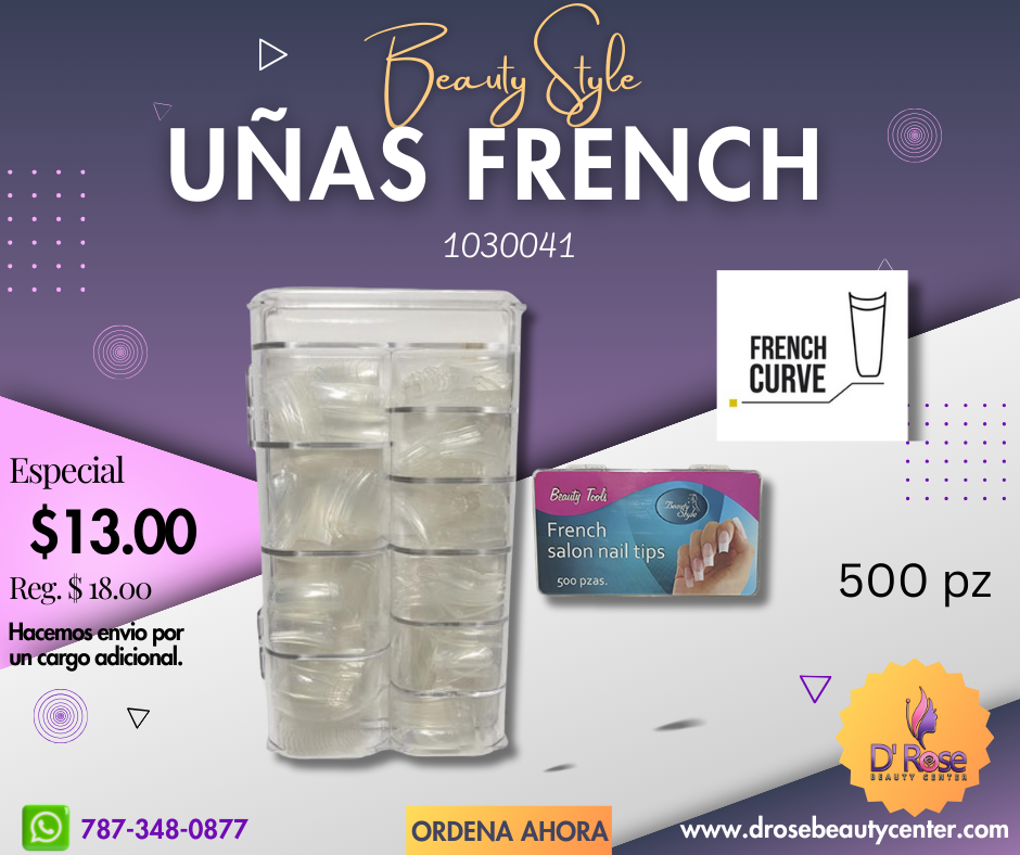 Beauty Style Uñas French Tips Color Transparente de 500pc 1030041