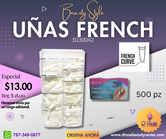 Beauty Style Uñas French Blancas de 500pc 1030042