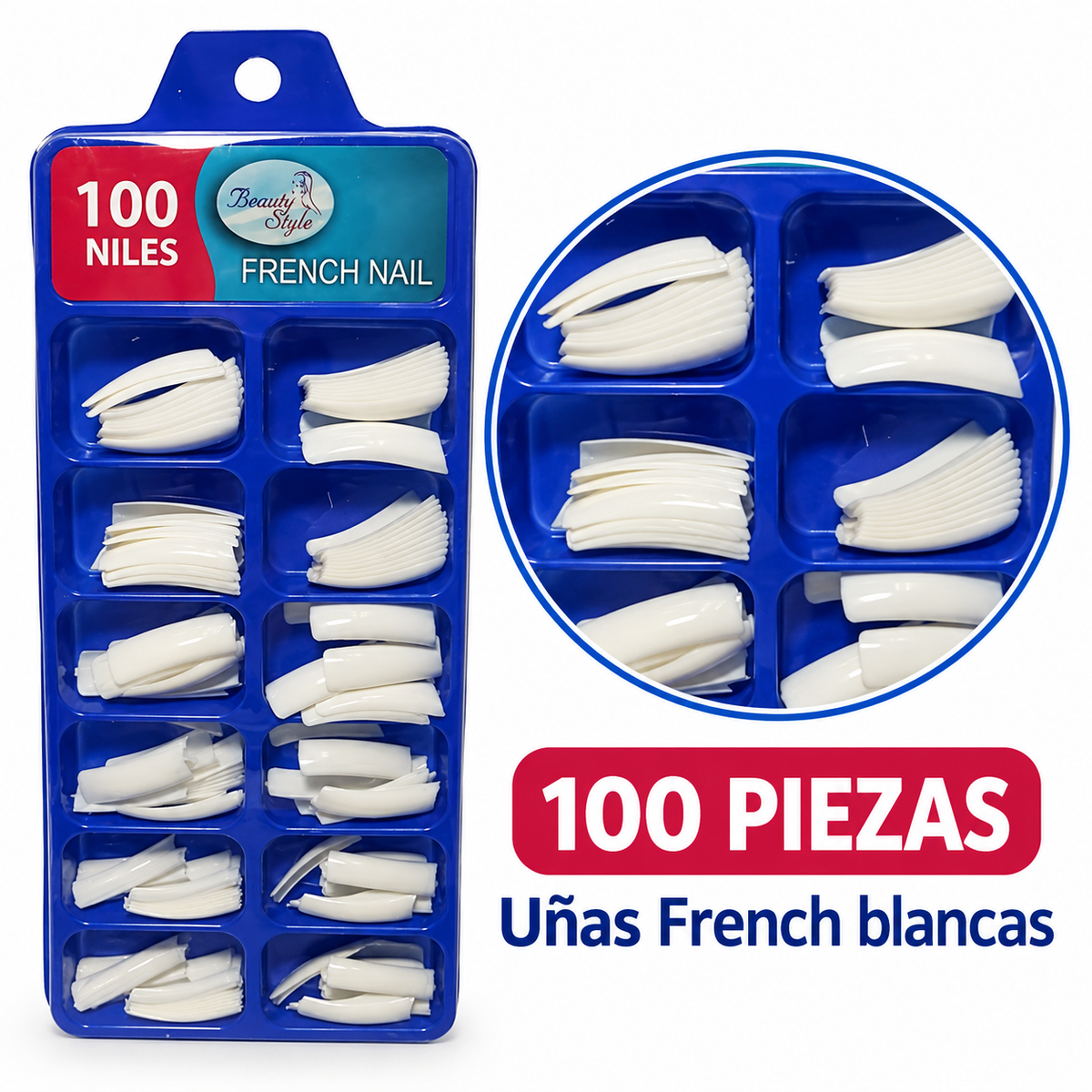 Beauty Style Uñas French Blancas – 100 Piezas 1030045