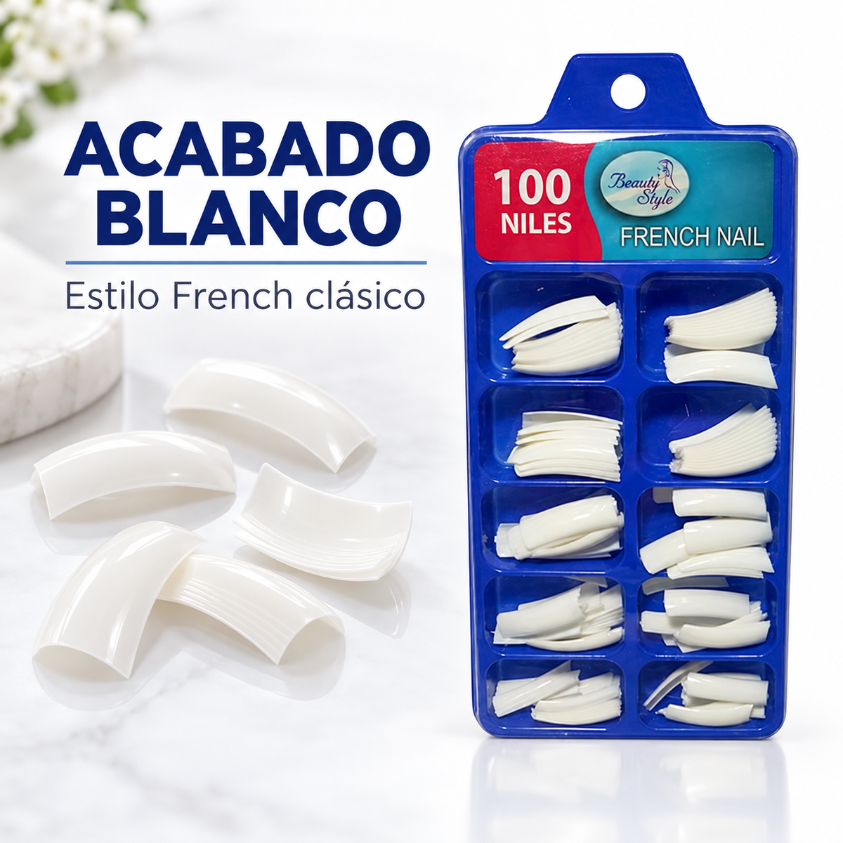 Beauty Style Uñas French Blancas – 100 Piezas 1030045