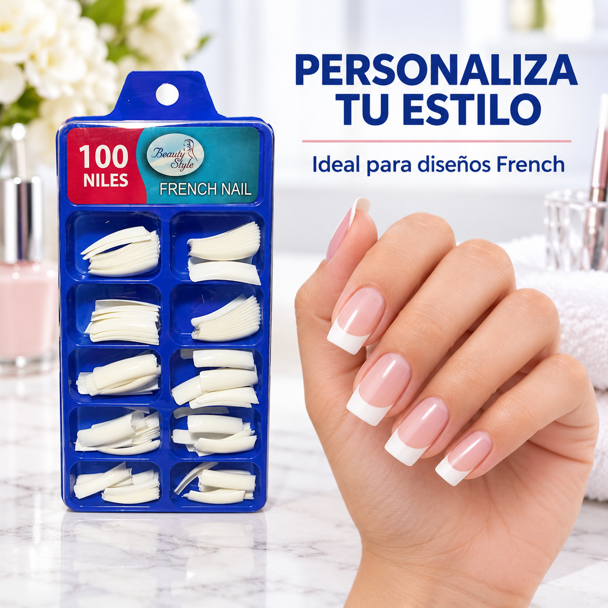 Beauty Style Uñas French Blancas – 100 Piezas 1030045