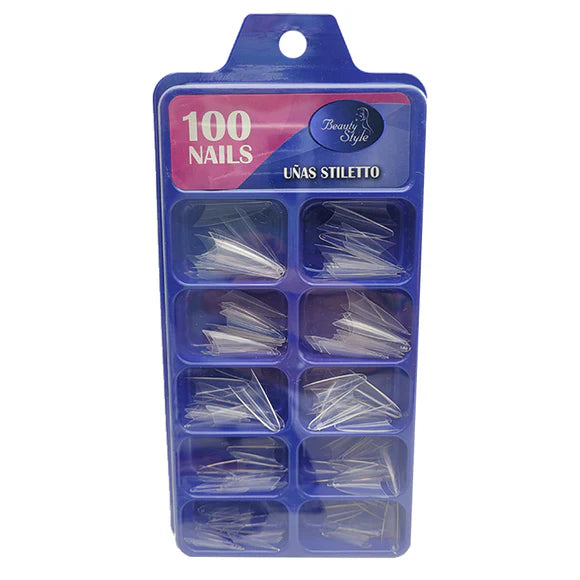 Beauty Style Uñas Stiletto Clear Cortas x 100 1030049