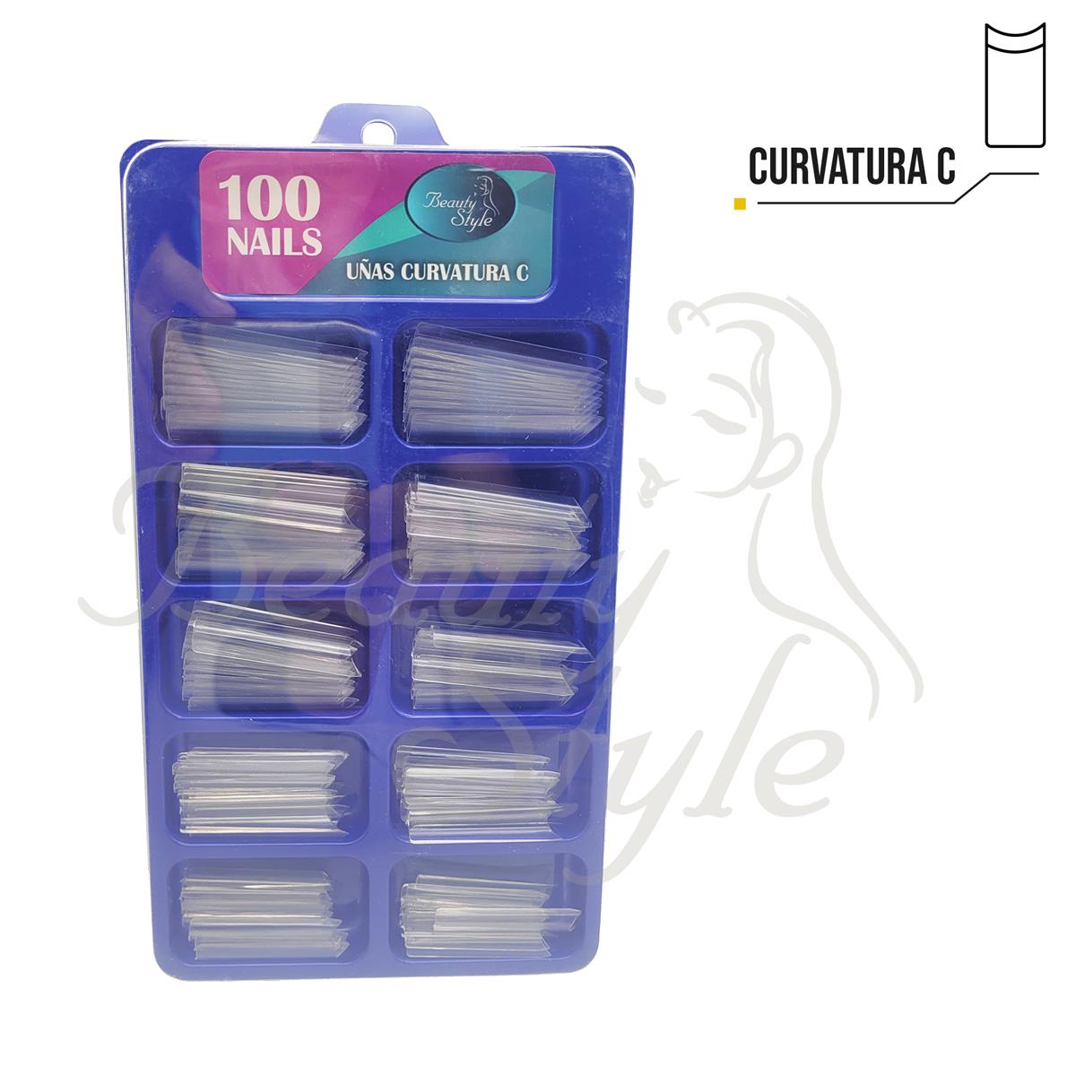 Beauty Style Uñas Curvatura C Cuadrada Transparente x 100 1030053