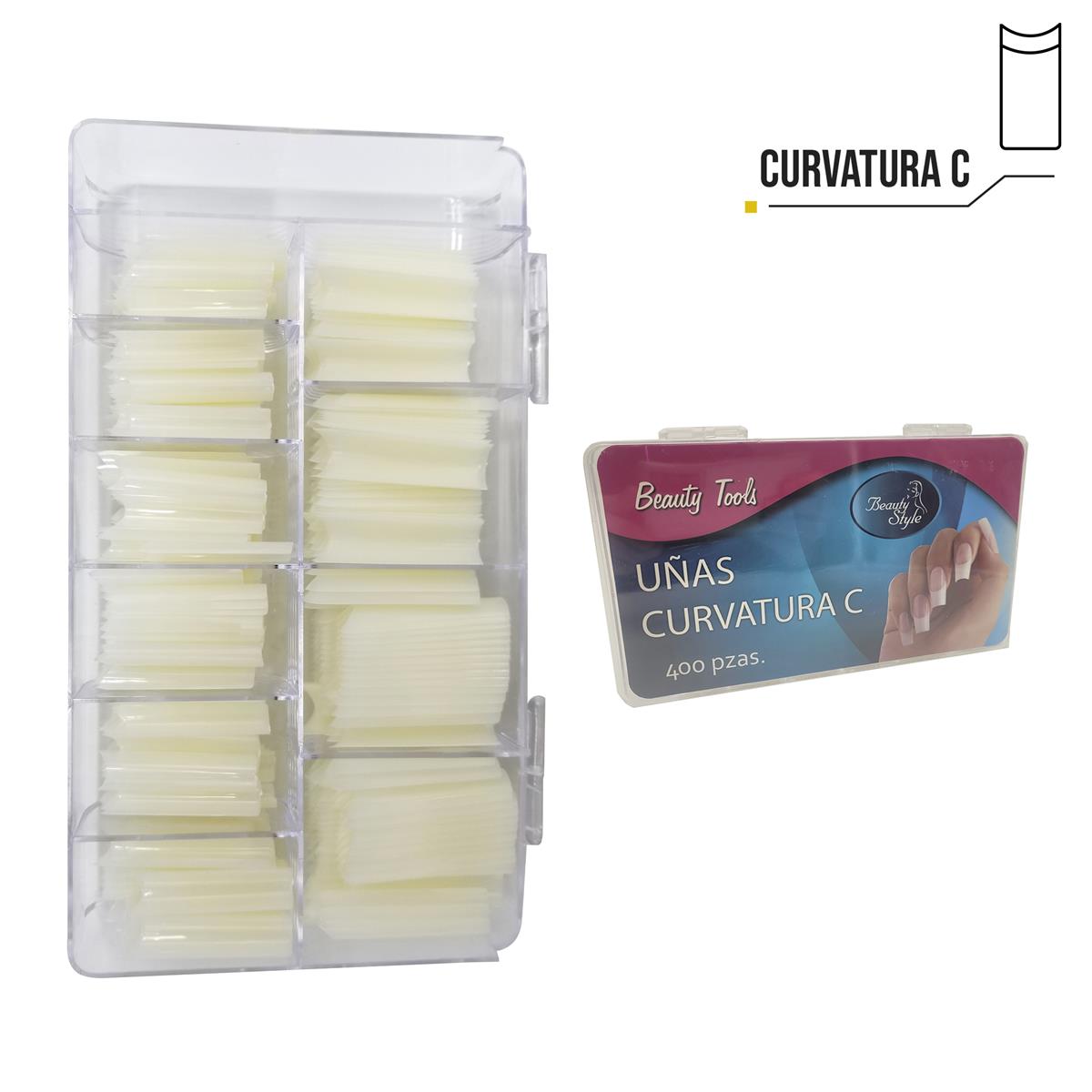 Beauty Style Uñas Curvatura en C Color Natural de 400pc 1030054