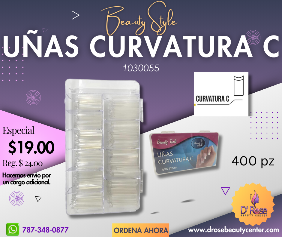 Beauty Style Uñas Curvatura en C Color Transparente de 400pc 1030055