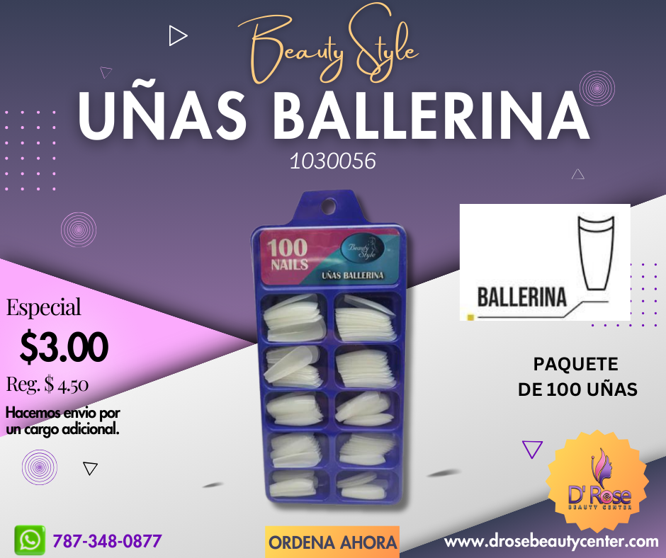 Beauty Style Uñas Ballerina Clear x 100 1030056