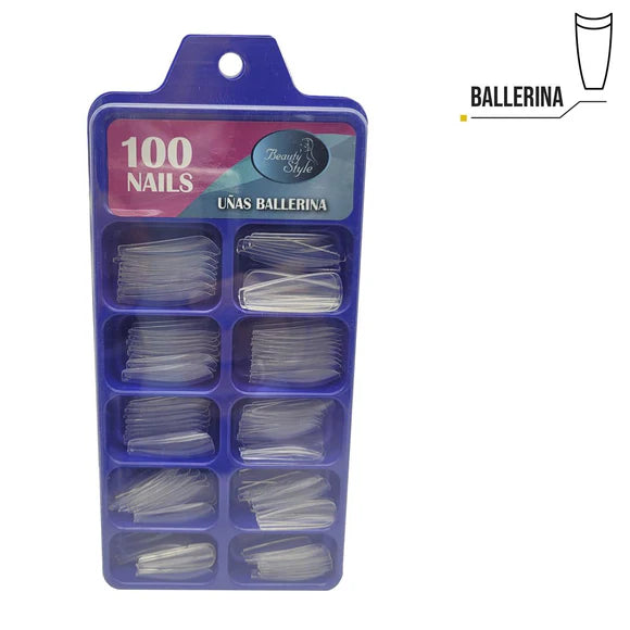Beauty Style Uñas Ballerina Clear x 100 1030057