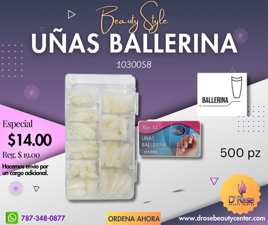 Beauty Style Uñas Ballerina Natural de 500pc 1030058