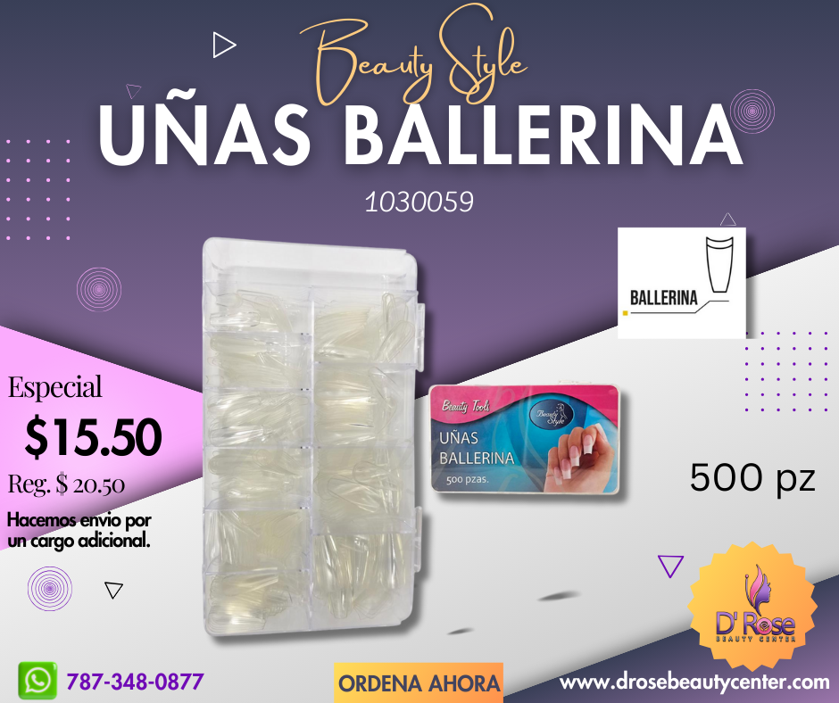 Beauty Style Uñas Ballerina Clear de 500pc 1030059