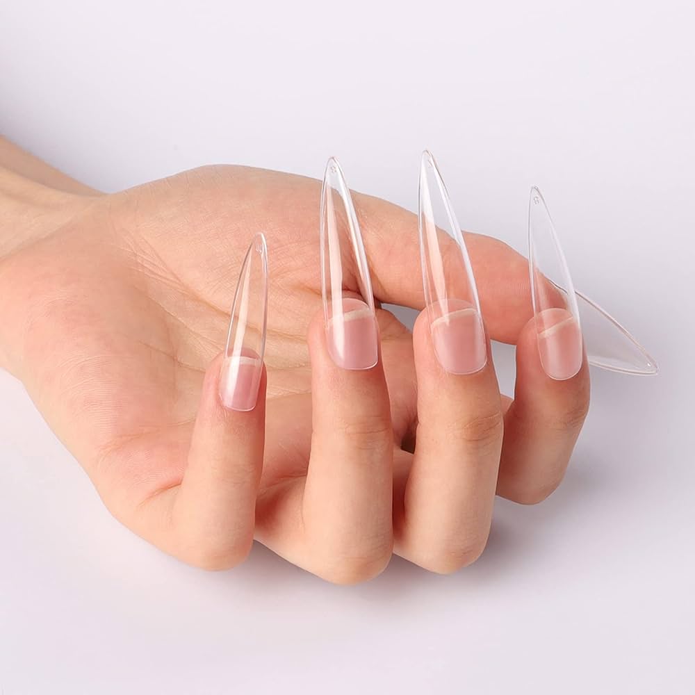 Beauty Style Gel Nail Tips Long Stiletto Clear 400pc 1030065