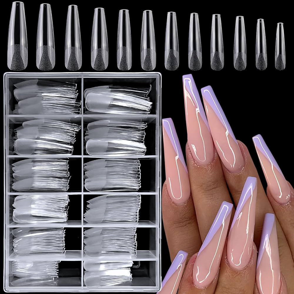 Beauty Style Gel Nail Tips Long Coffin Color Clear 400pc 1030069