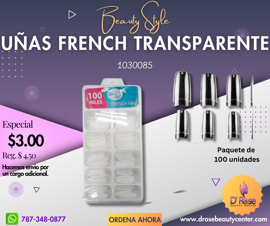 Beauty Style Uñas French Clear x 100 1030085