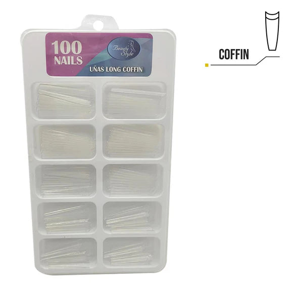 Beauty Style Uñas Long Coffin Natural x 100 1030092
