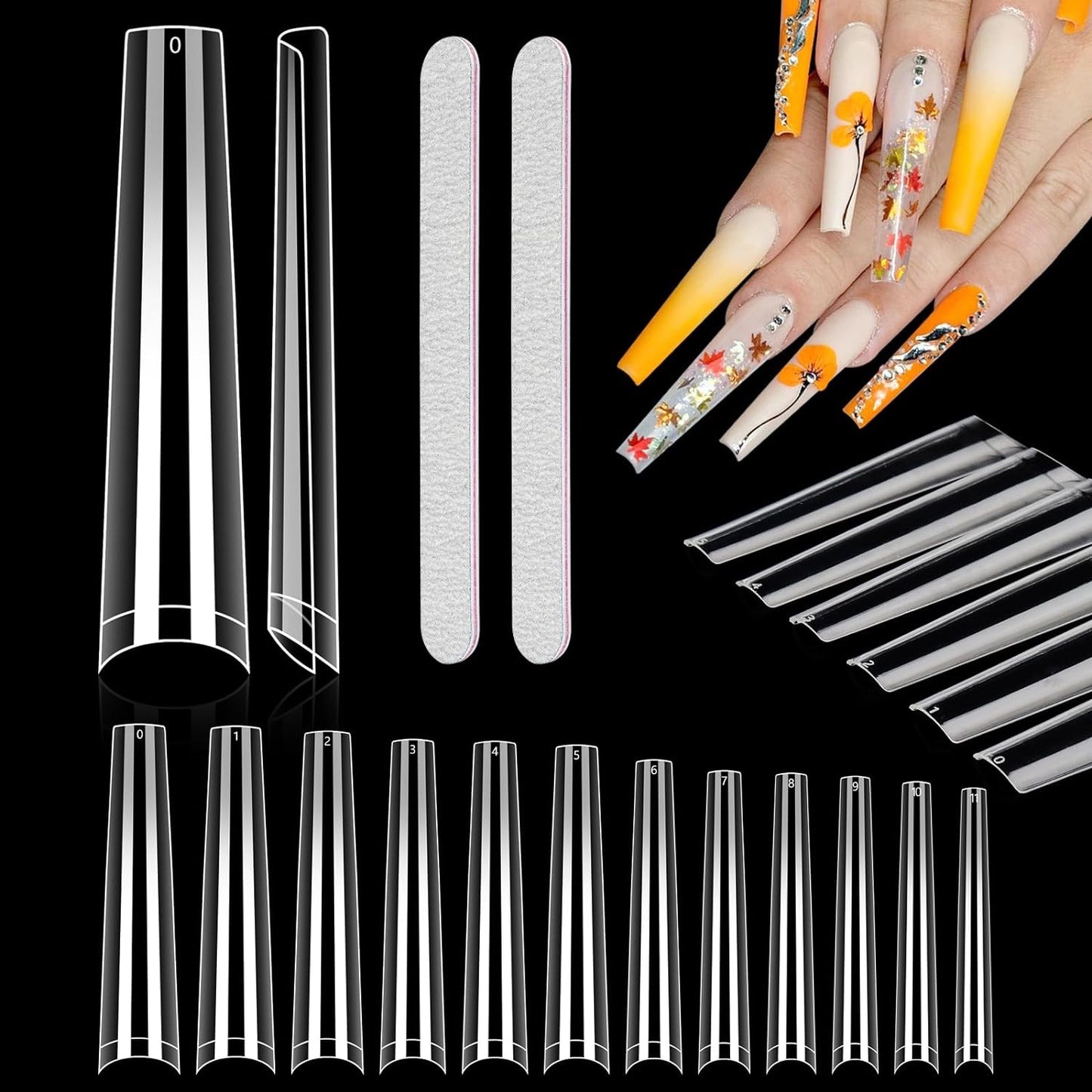 Beauty Style Uñas Long Coffin Color Clear de 480pc 1030095
