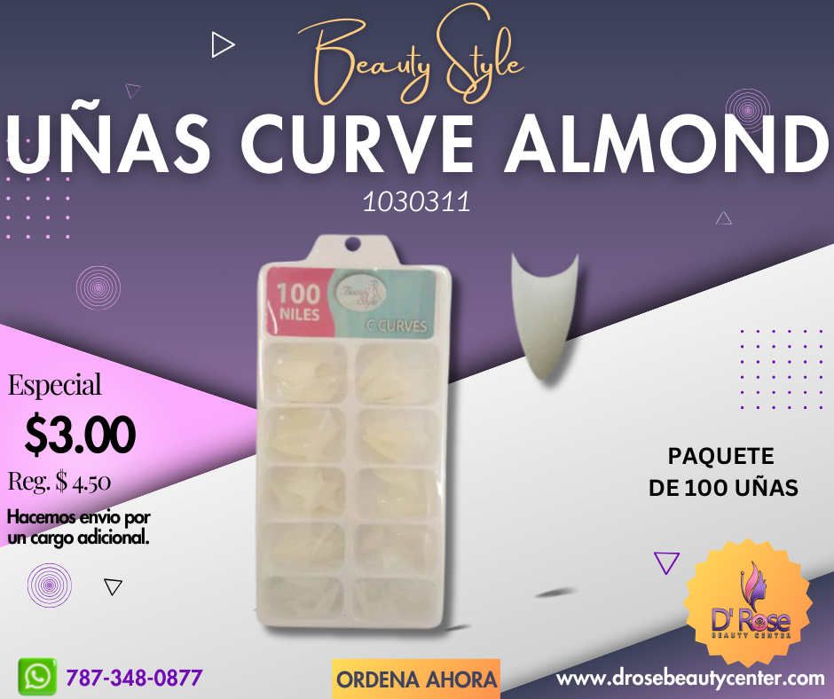 Beauty Style Uñas C Curve Almond Natural x 100 1030311