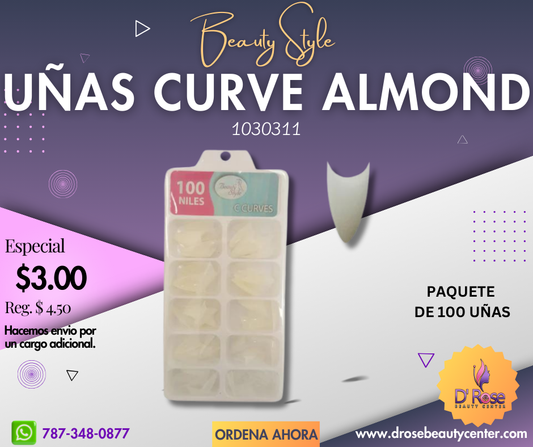 Beauty Style Uñas C Curve Almond Natural x 100 1030311