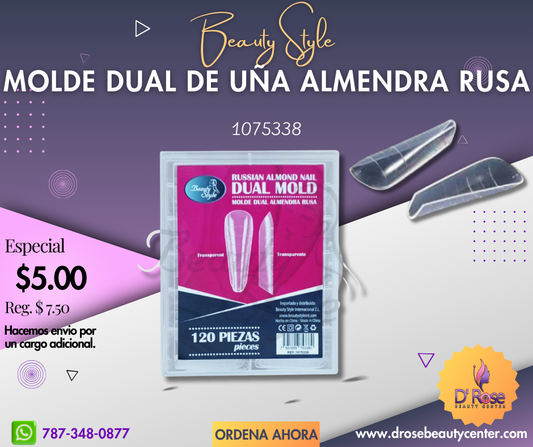 Beauty Style Molde Dual de Uña Almendra Rusa x 120u 1075338