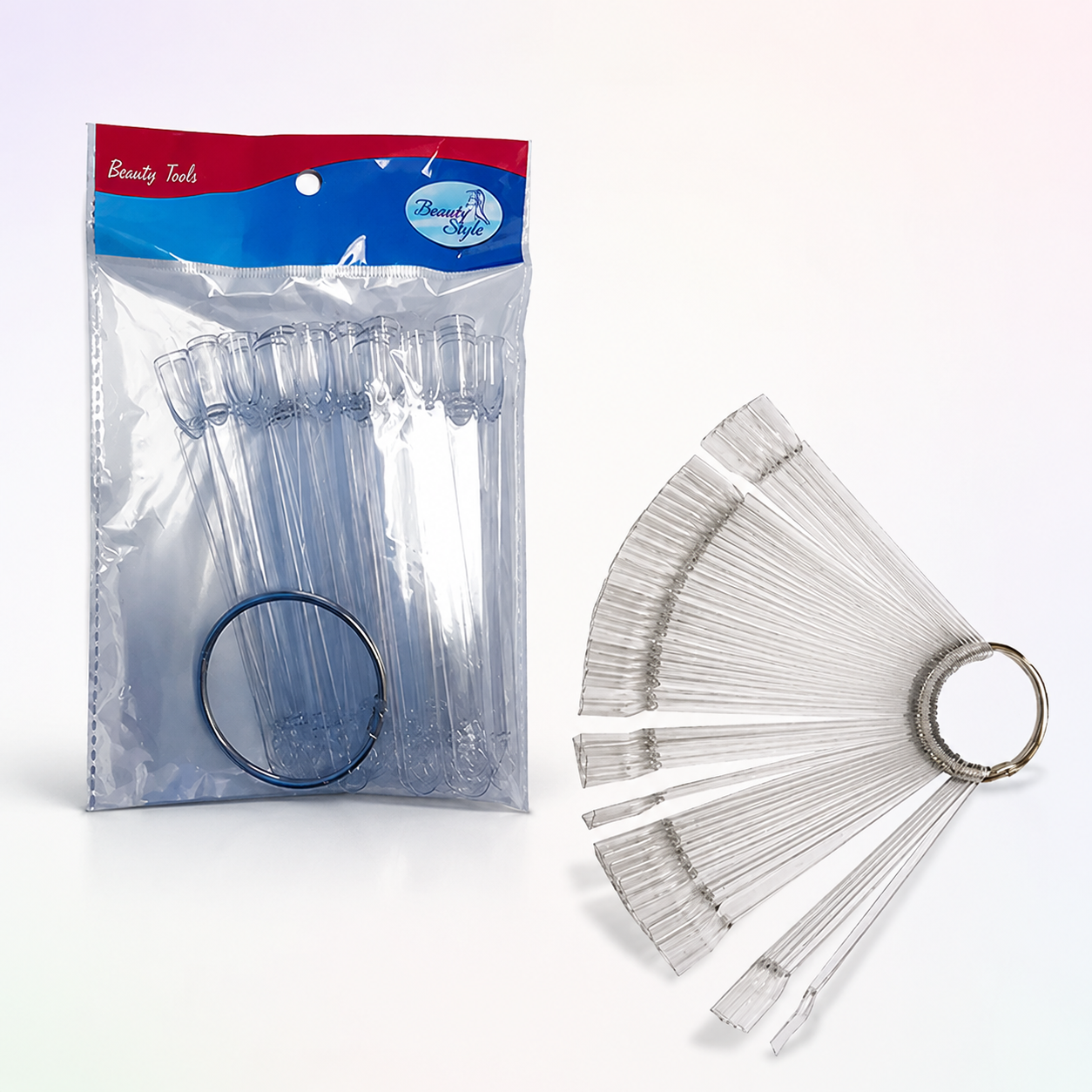 Beauty Style Muestrario de Uñas Transparente Tipo Llavero 1075352