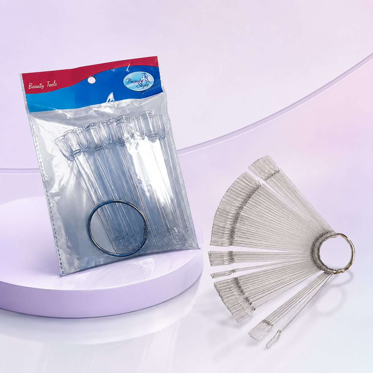 Beauty Style Muestrario de Uñas Transparente Tipo Llavero 1075352
