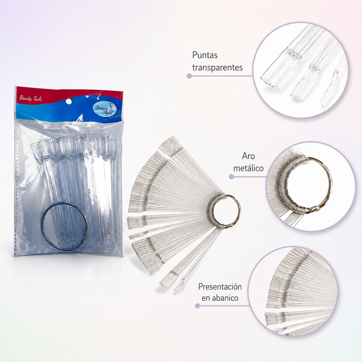 Beauty Style Muestrario de Uñas Transparente Tipo Llavero 1075352