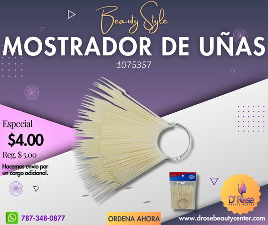 Beauty Style Muestrario Tipo Llavero de Uñas Stiletto Blanco 1075357