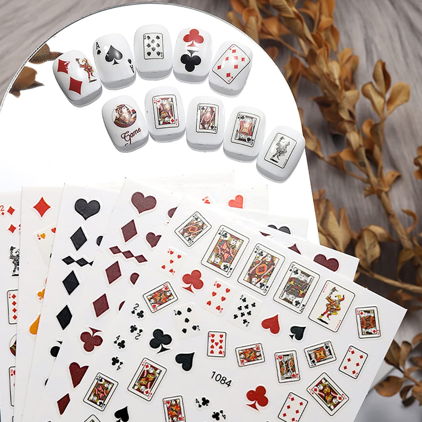 Joyful Nail 3D Nail Art Stickers 1084 Cartas de Juego y Símbolos de Casino