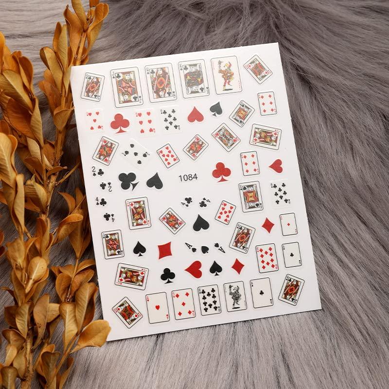 Joyful Nail 3D Nail Art Stickers 1084 Cartas de Juego y Símbolos de Casino