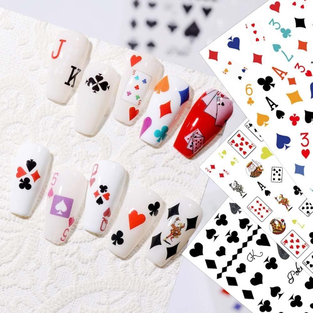 Joyful Nail 3D Nail Art Stickers 1084 Cartas de Juego y Símbolos de Casino