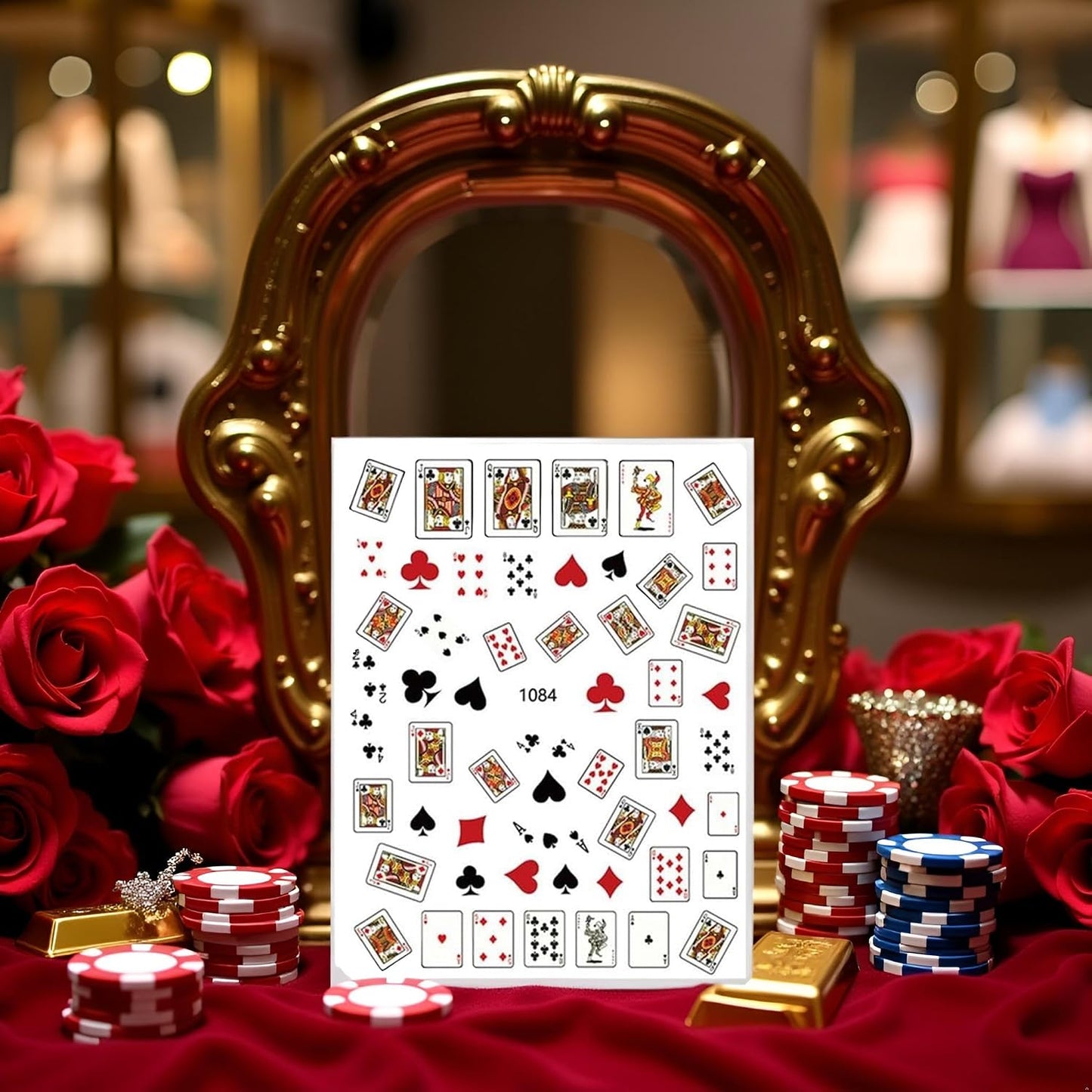 Joyful Nail 3D Nail Art Stickers 1084 Cartas de Juego y Símbolos de Casino