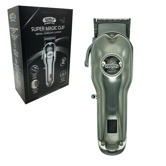 Barber by Beauty Style Super Magic Clip Clipper Silver 0923421 – Máquina Cortadora Profesional Inalámbrica