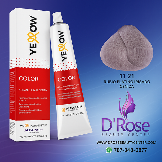 Yellow Tinte 11.21 Rubio Platino Irisado Ceniza 100ml