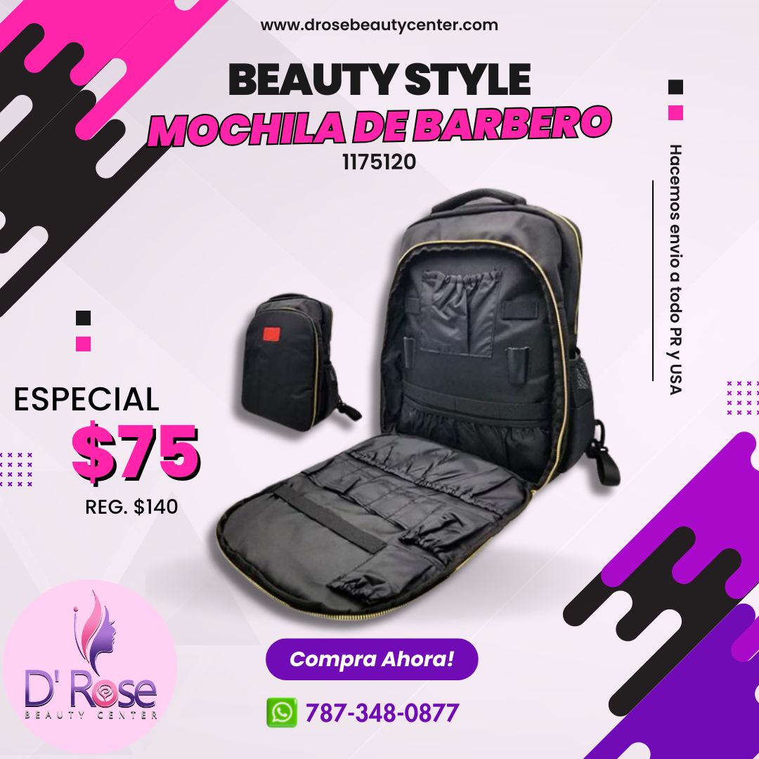 Beauty Style Maletin o Mochila de Barberia Color Negro 1175120