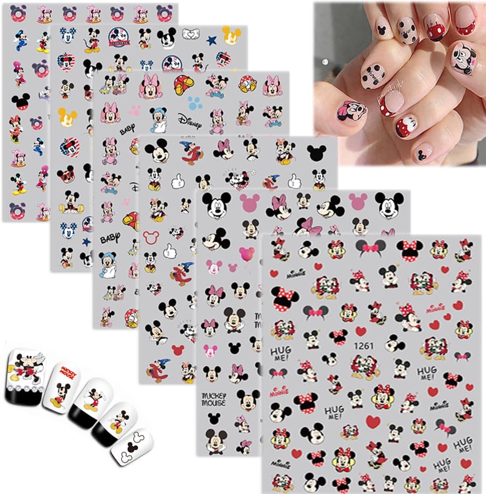 Joyful Nail Stickers 3D Personajes de Ratón y Lazos Rojos 1261