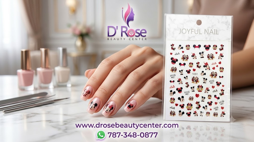 Joyful Nail Stickers 3D Personajes de Ratón y Lazos Rojos 1261
