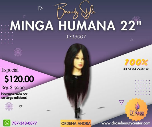 Beauty Style Minga o Manekin Largo de 22" 100% Cabello Humano para estudiante de Estilismo 1313007