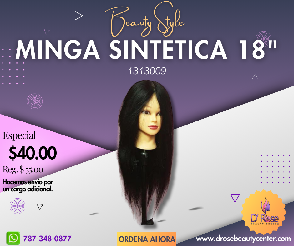Beauty Style Minga o Manekin Largo de 18" 100% Sintético para estudiante de Estilismo 1313009