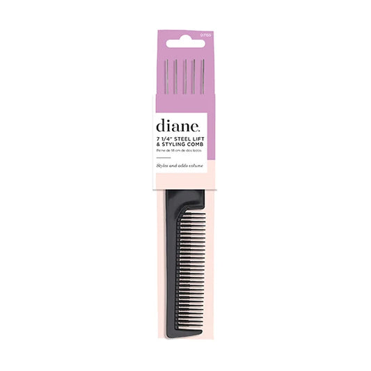 DIANE Steel Lift & Styling Comb 7 1/4” D7155 – Peine Profesional con Púas Metálicas para Volumen