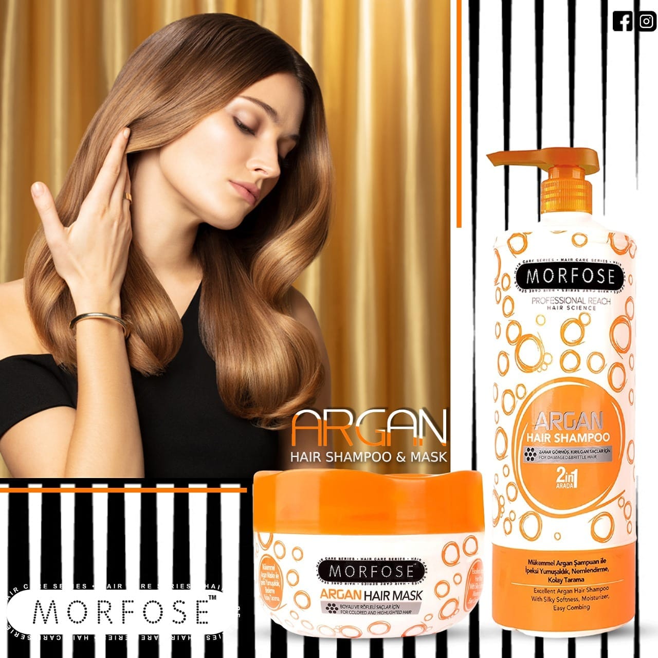 MORFOSE PROFESSIONAL ARGAN OIL HAIR KIT 3PC – Shampoo 500ml + Hair Mask 250ml + Two Phase Conditioner 7.4oz (MAK3)